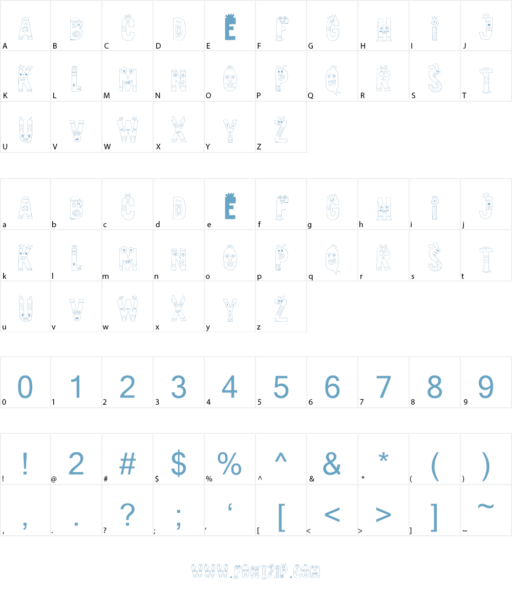 Sillyheads DEMO Font Character