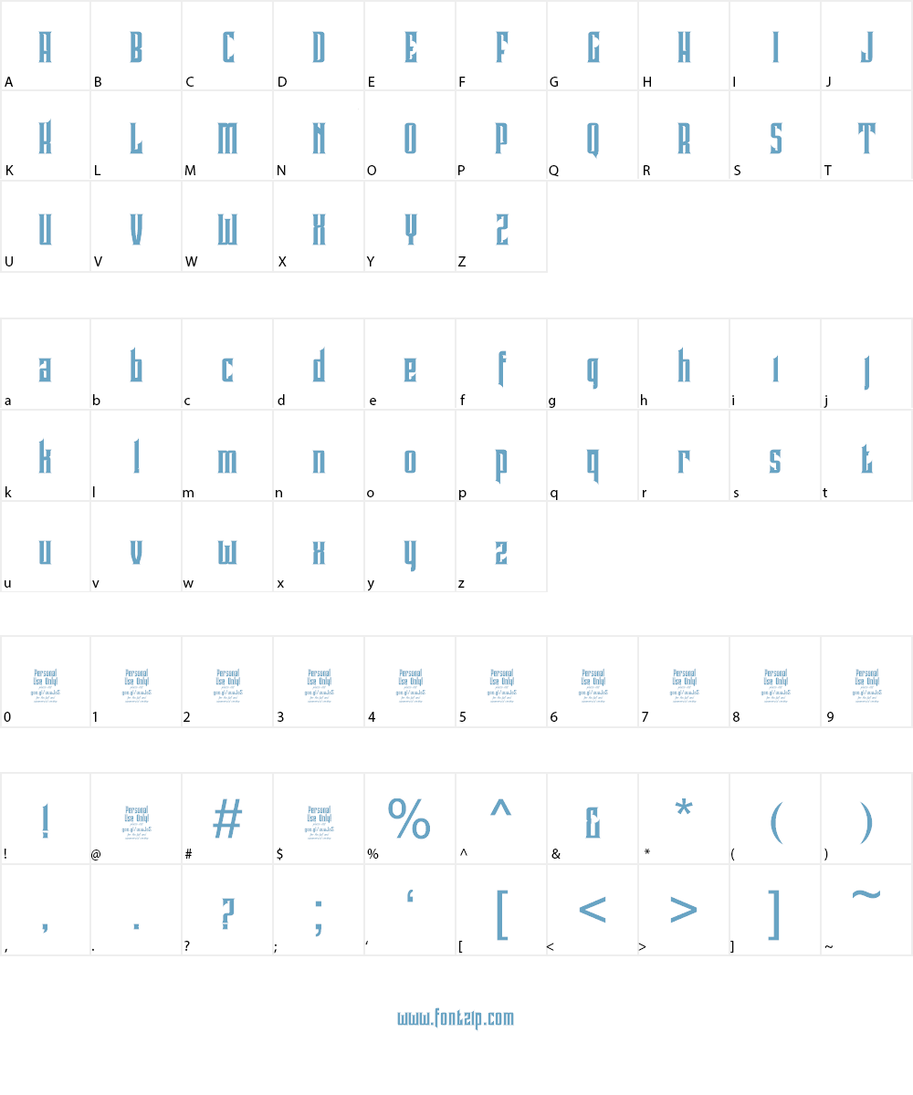 Pindunk Personal Use Font Character