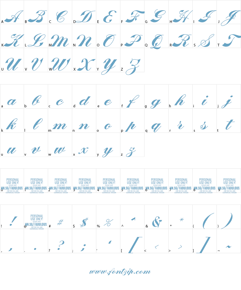 Fabulous PERSONAL USE Font Character