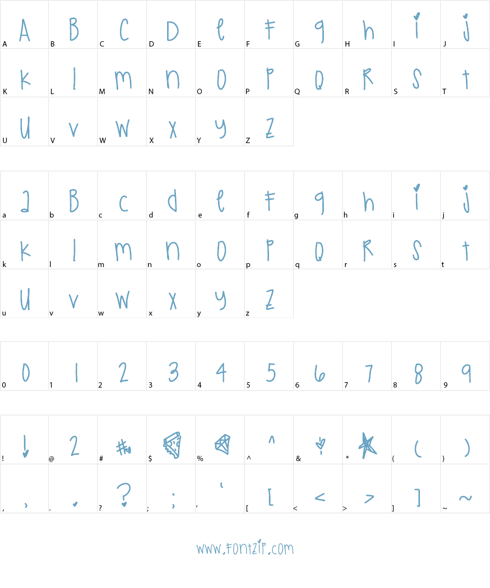 JustKidding Font Character