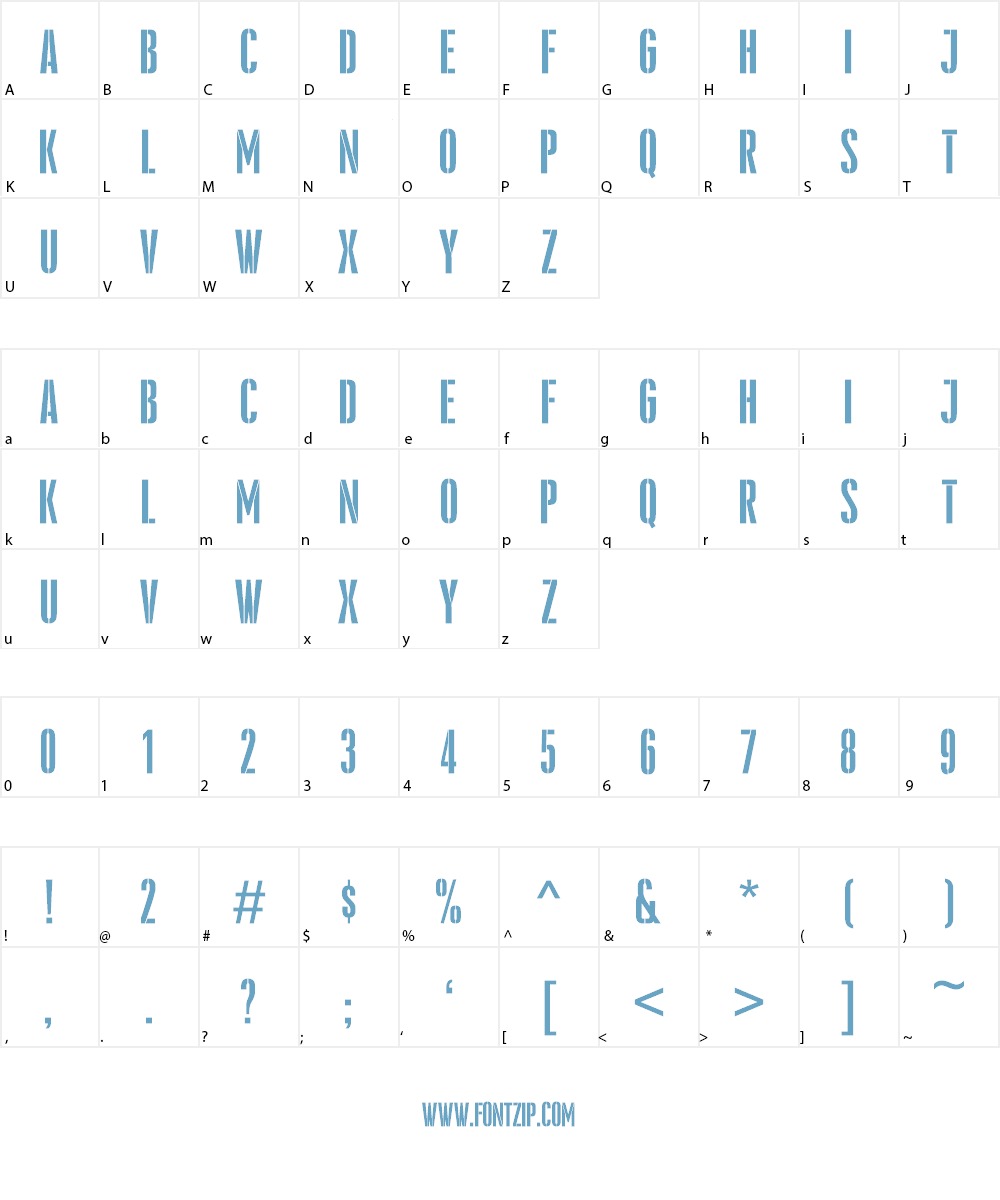 Pandemonium Stencil Font Character