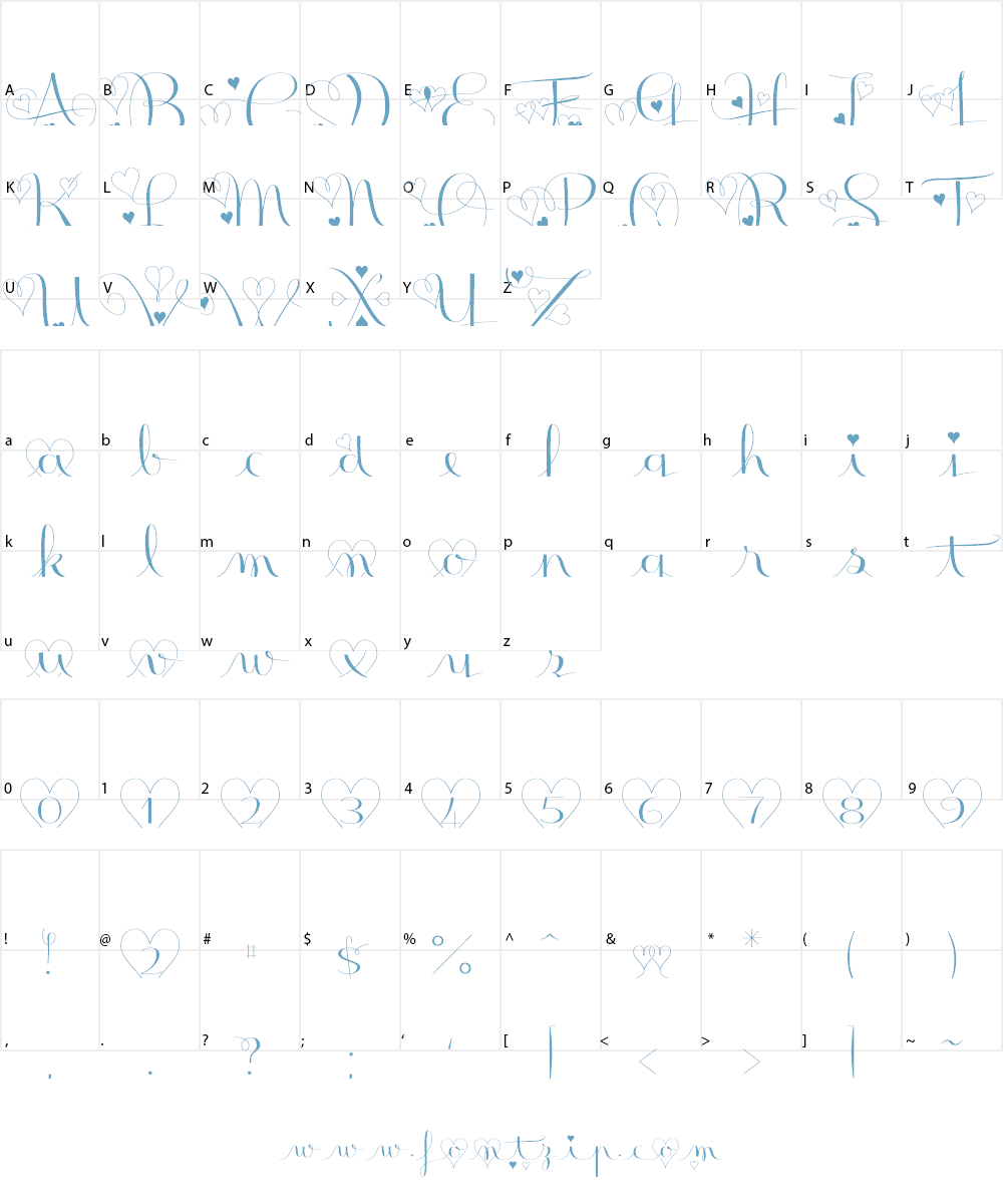 Badinerie Love Font Character