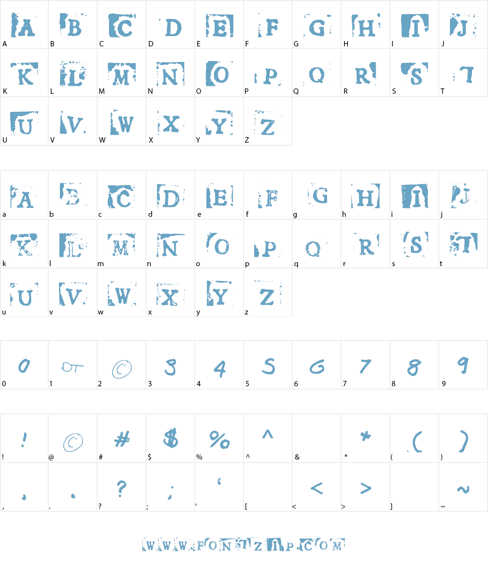 Stamped Font Character