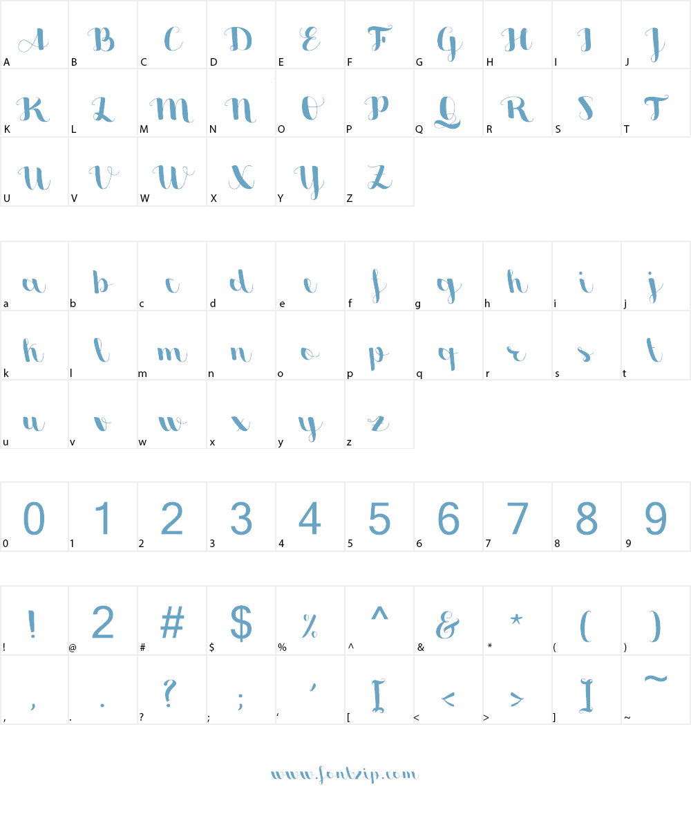 Sweetheart Script Font Character