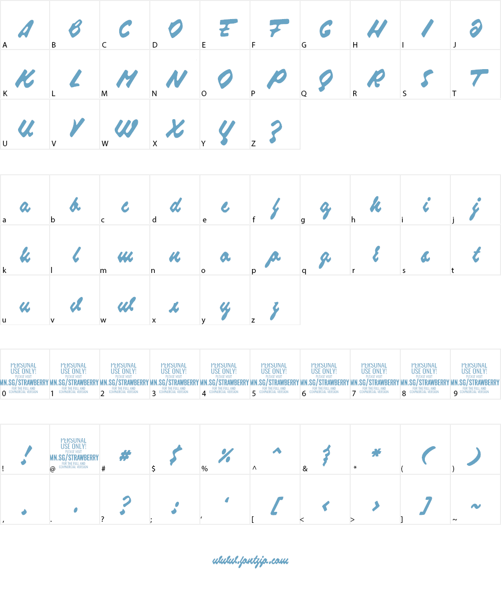 Strawberry Script PERSONAL USE Font Character