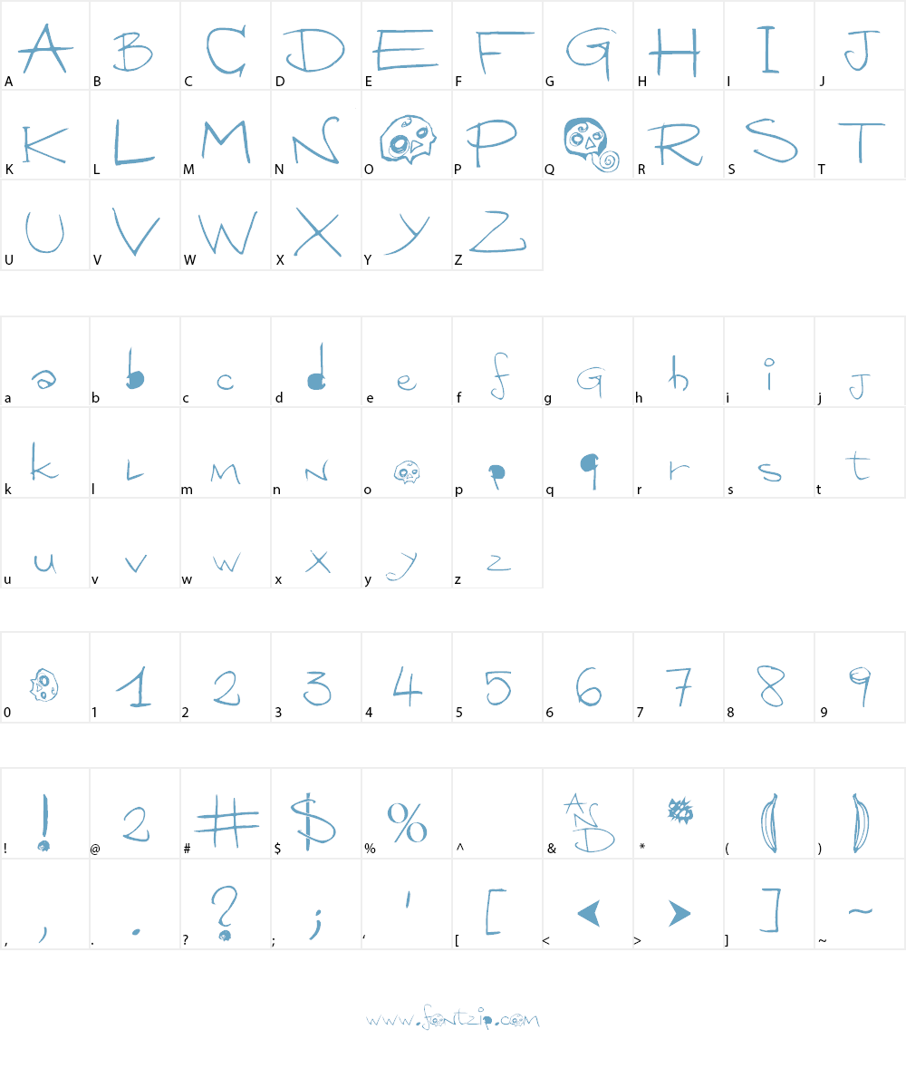 SAMUTOJJ handwrite massive skul Font Character