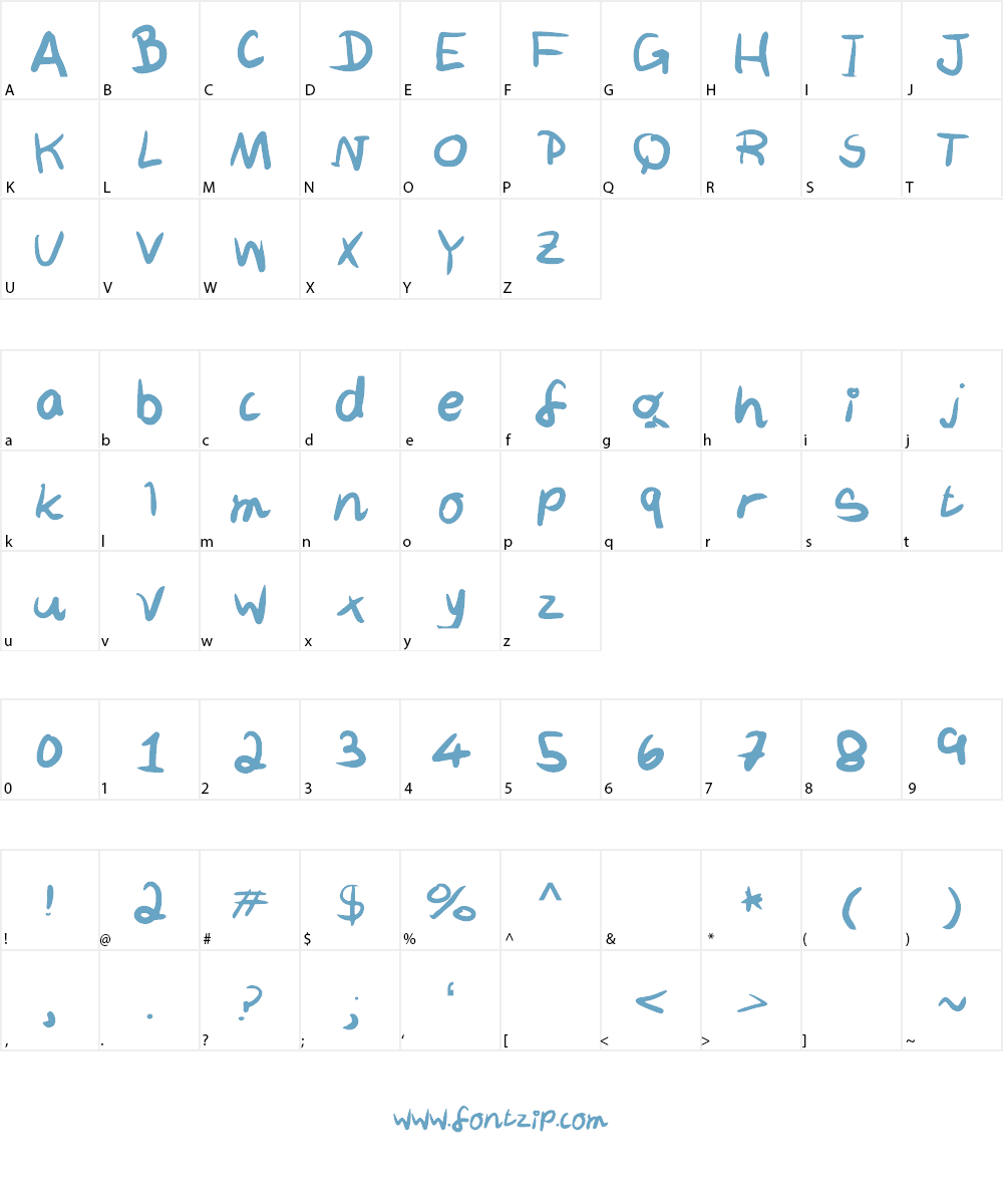 MalySloppyHandwriting Font Character