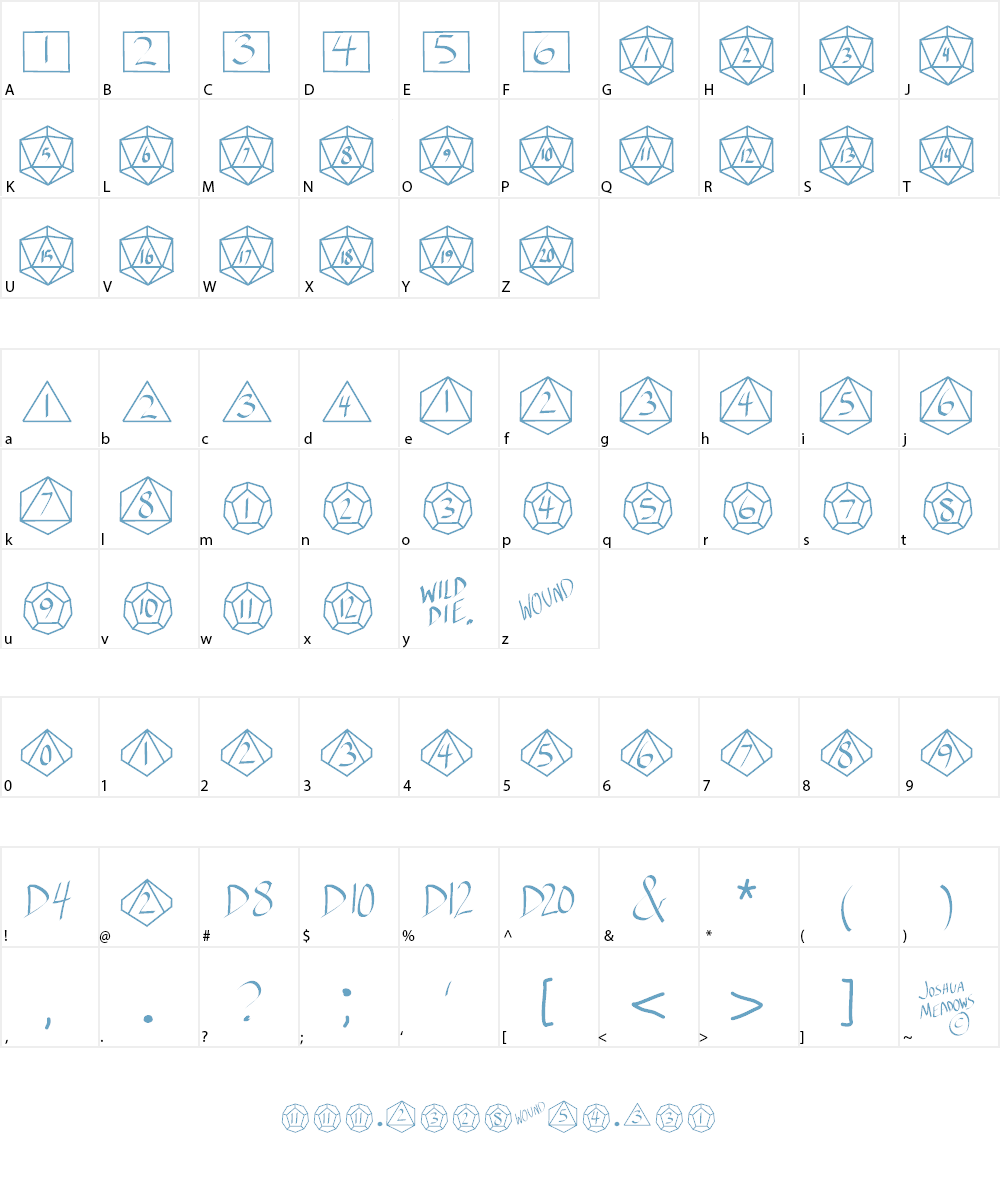 GamingDice Font Character