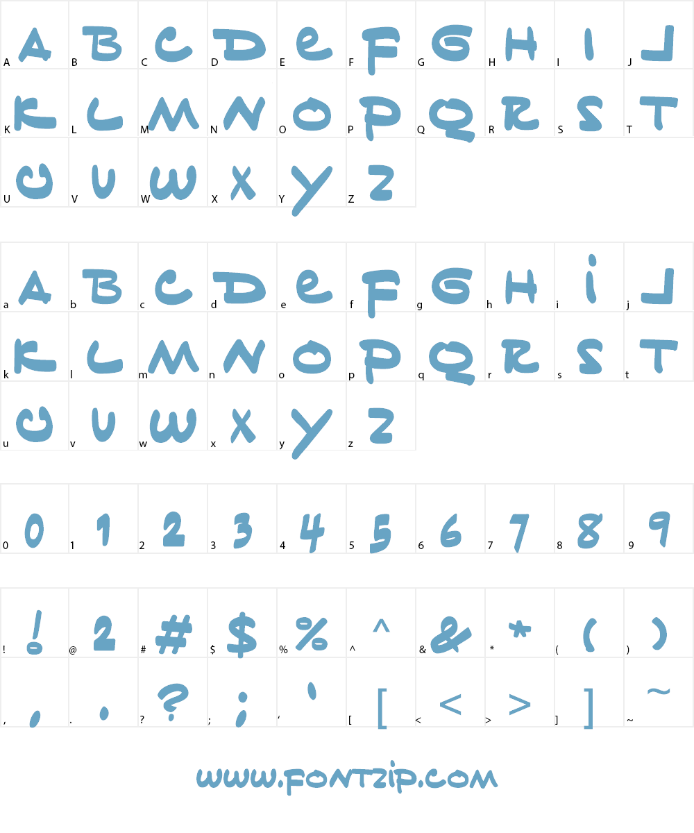 BF Tiny Hand Font Character