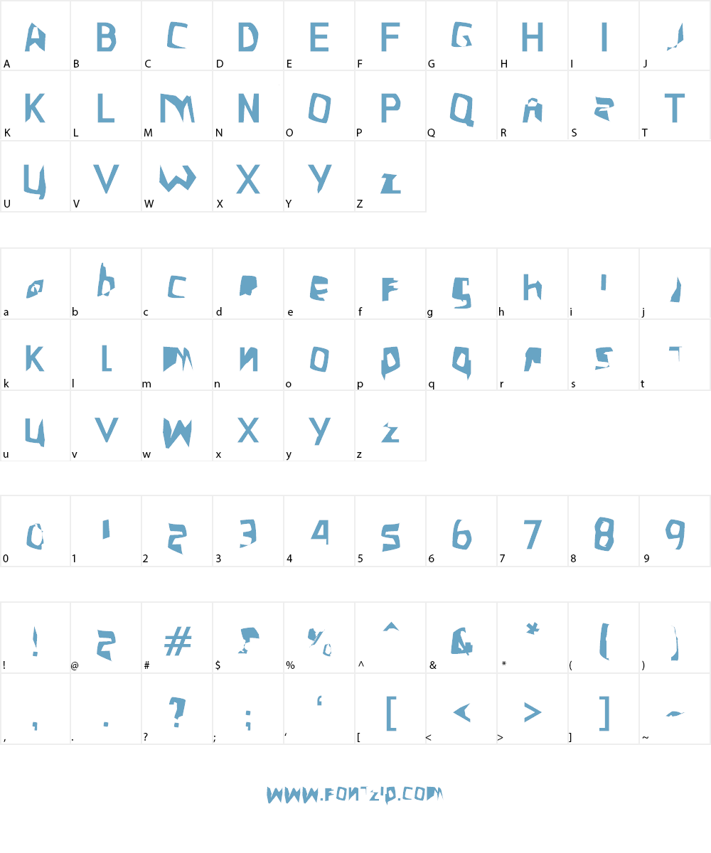 Crazy Punk Font Character