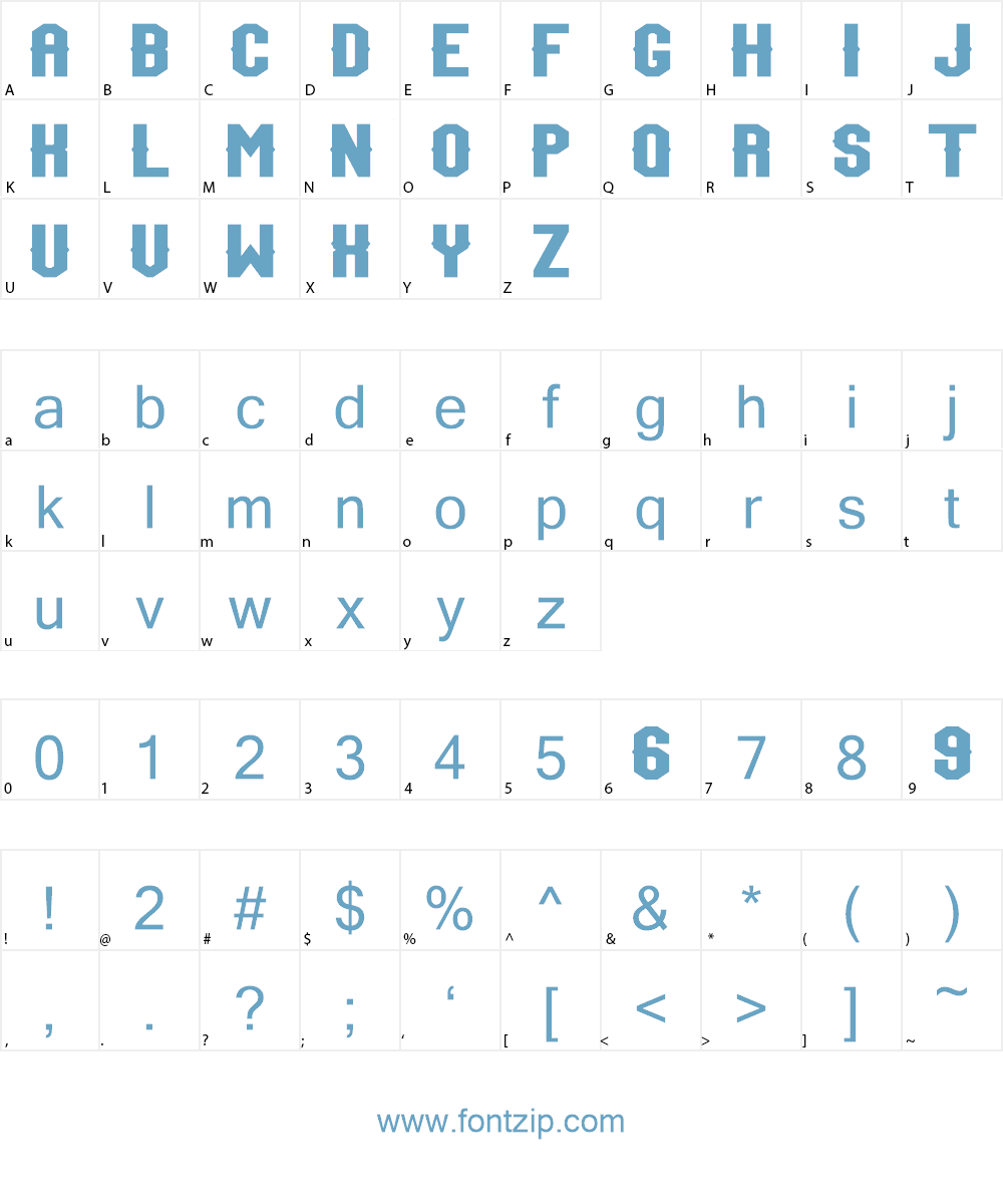 Team Jersey 96 Demo Font Character