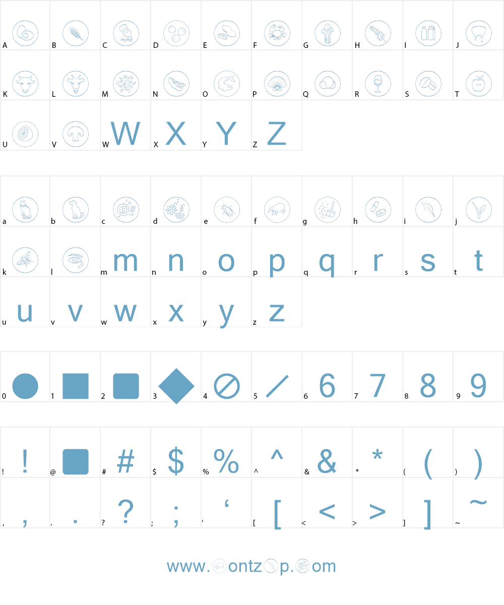 Allergen Outline Font Character