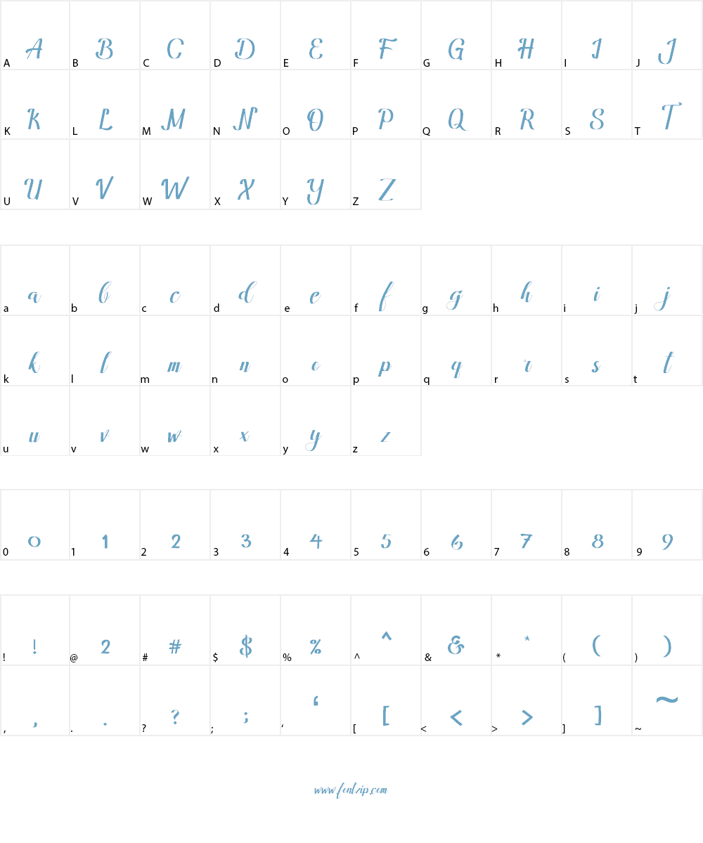 Amandella Script Font Character