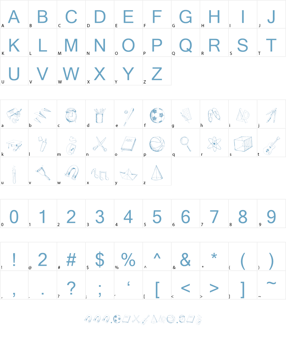 Back to School Elements DEMO Font Character