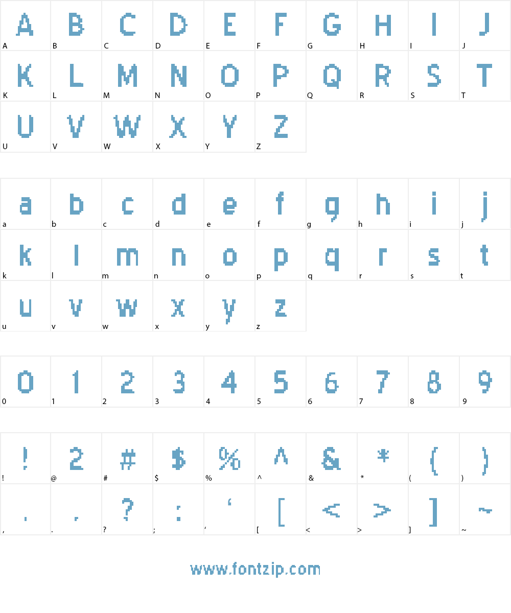 Blue Highway (Pixielated) Font Character