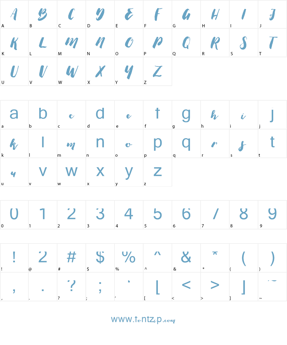 Thick Brush Demo Font Character