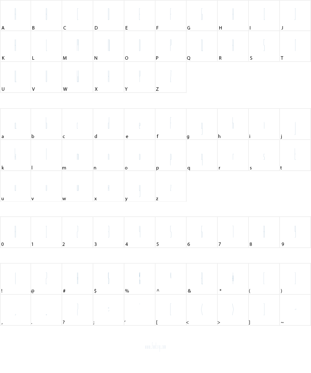 Slendergrey Font Character