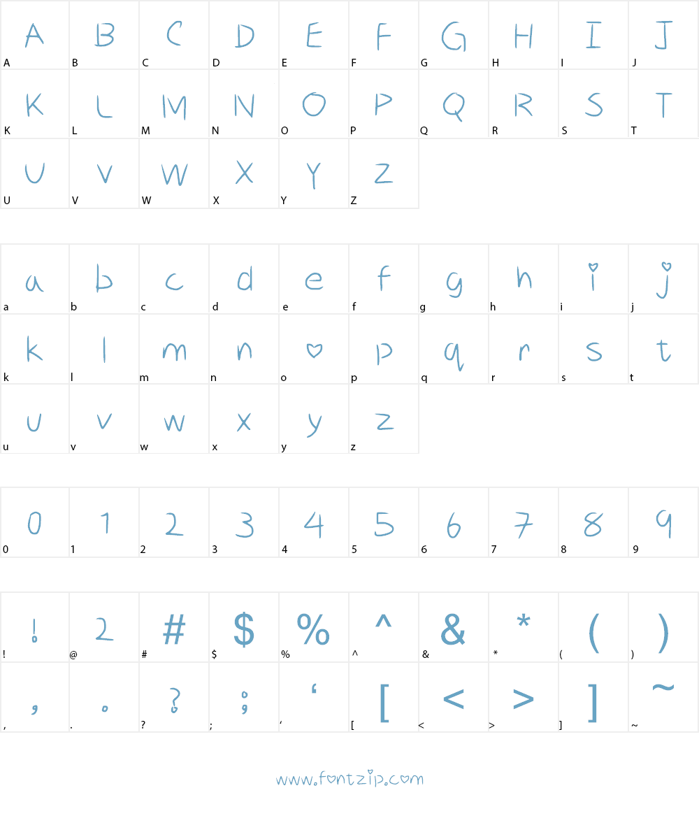 Heartsnwords Font Character