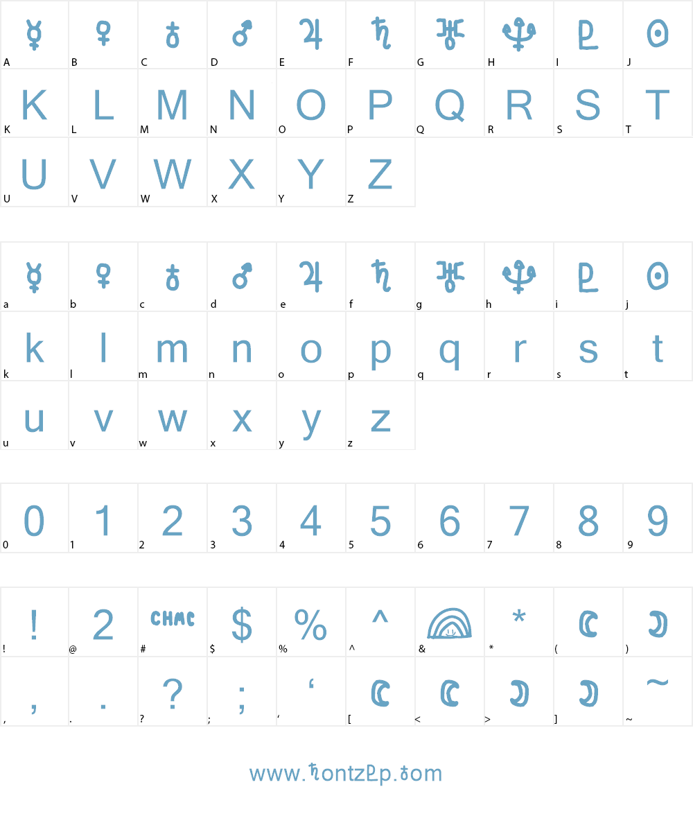 Fun Astronomical Symbols Font Character