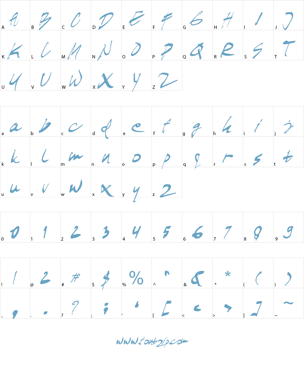SOFIEbrushZT Font Character