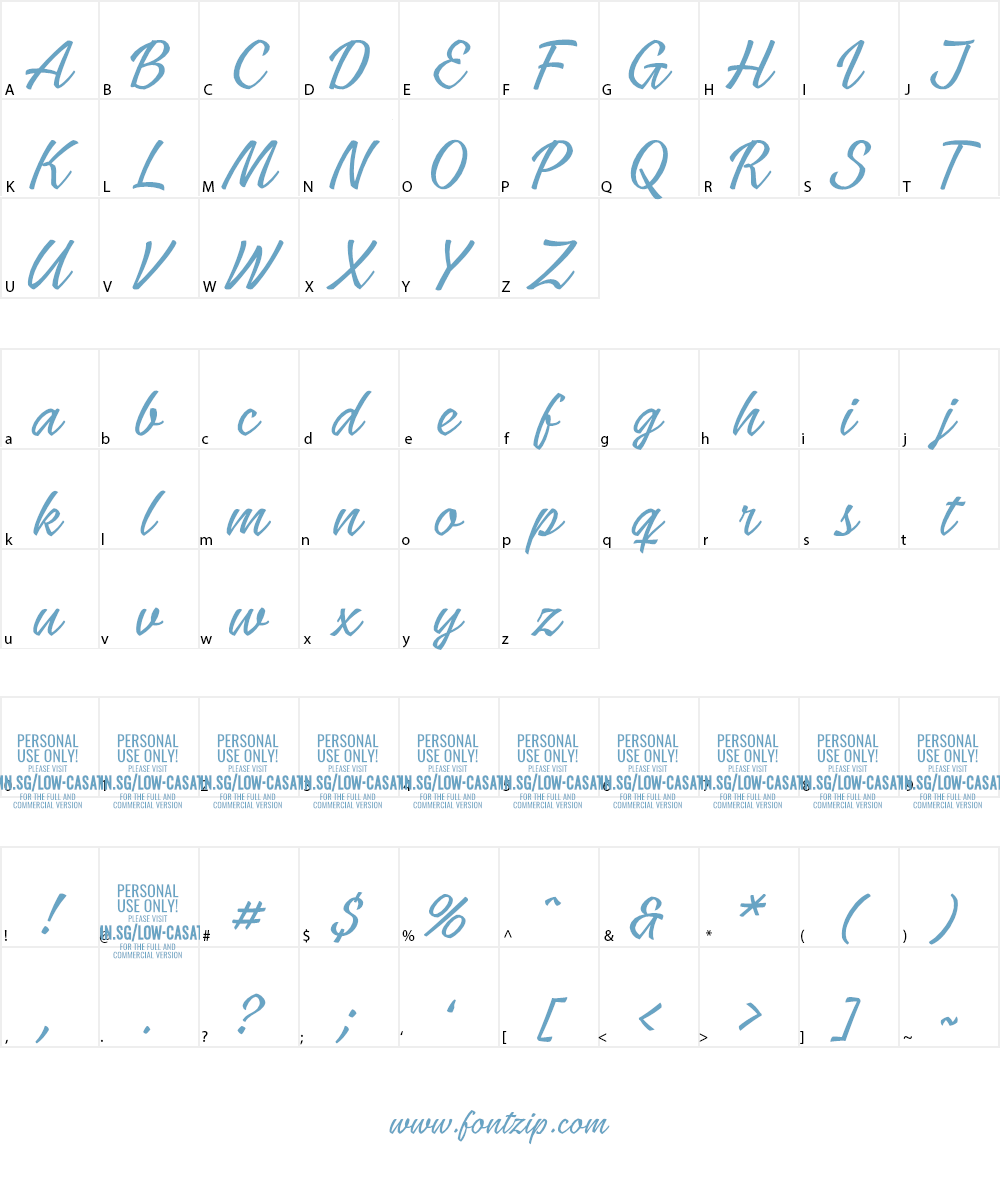 Low Casat Thin PERSONAL USE Font Character