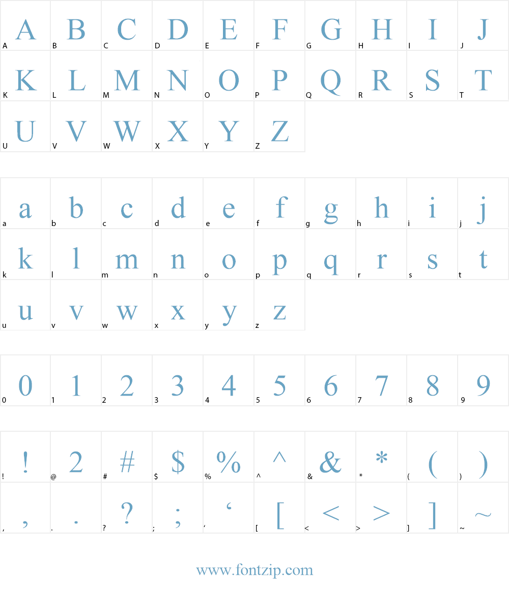 Times New Roman Font Character