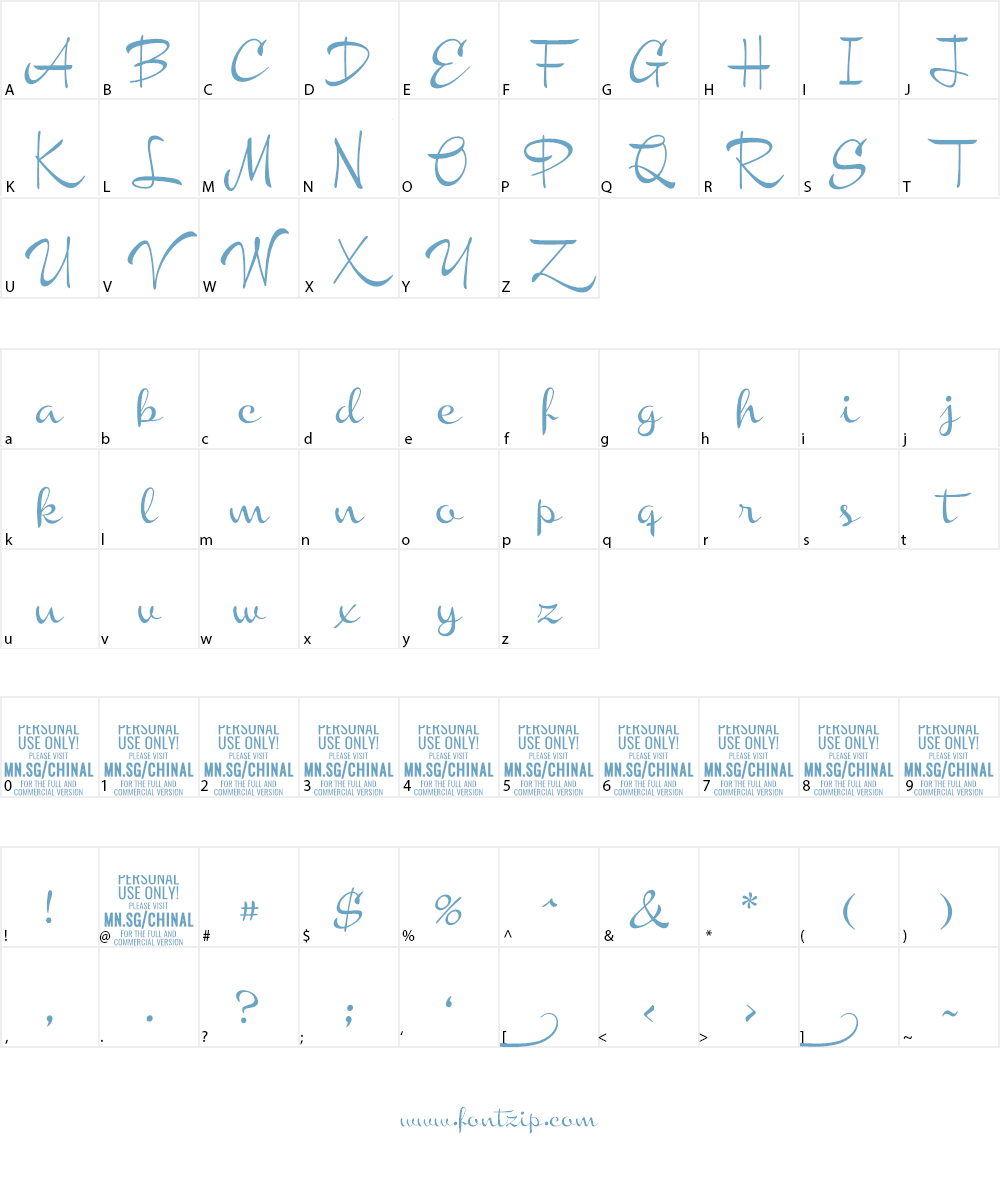 Chinal Medium PERSONAL USE ONLY Font Character