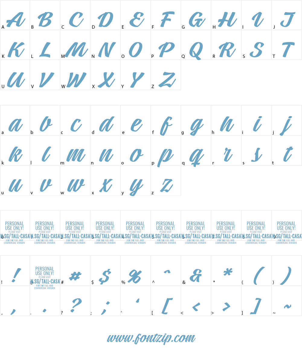 Tall Casat Med PERSONAL USE Font Character