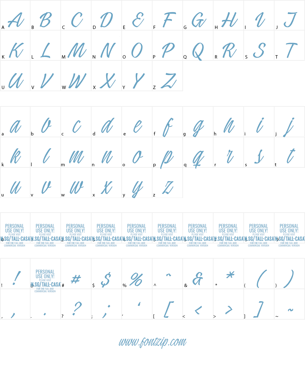 Tall Casat Thin PERSONAL USE Font Character
