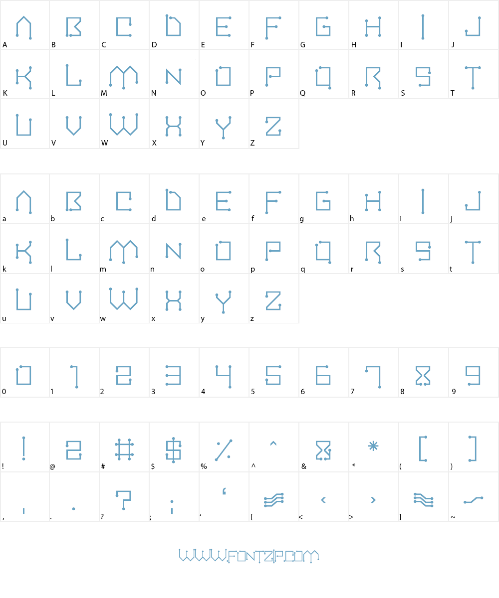 Circuitboard Font Character