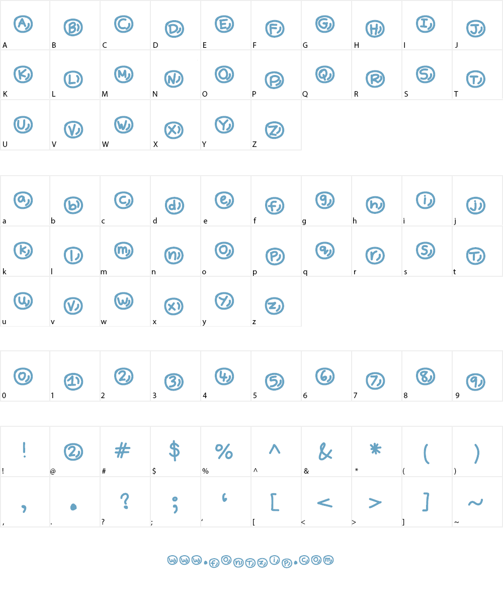 YBAlphaBubbles Font Character