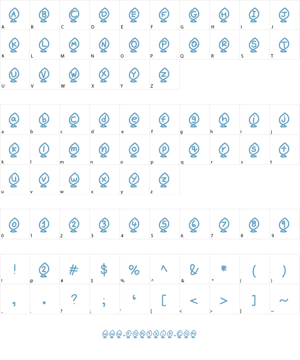 YBAlphaFish Font Character
