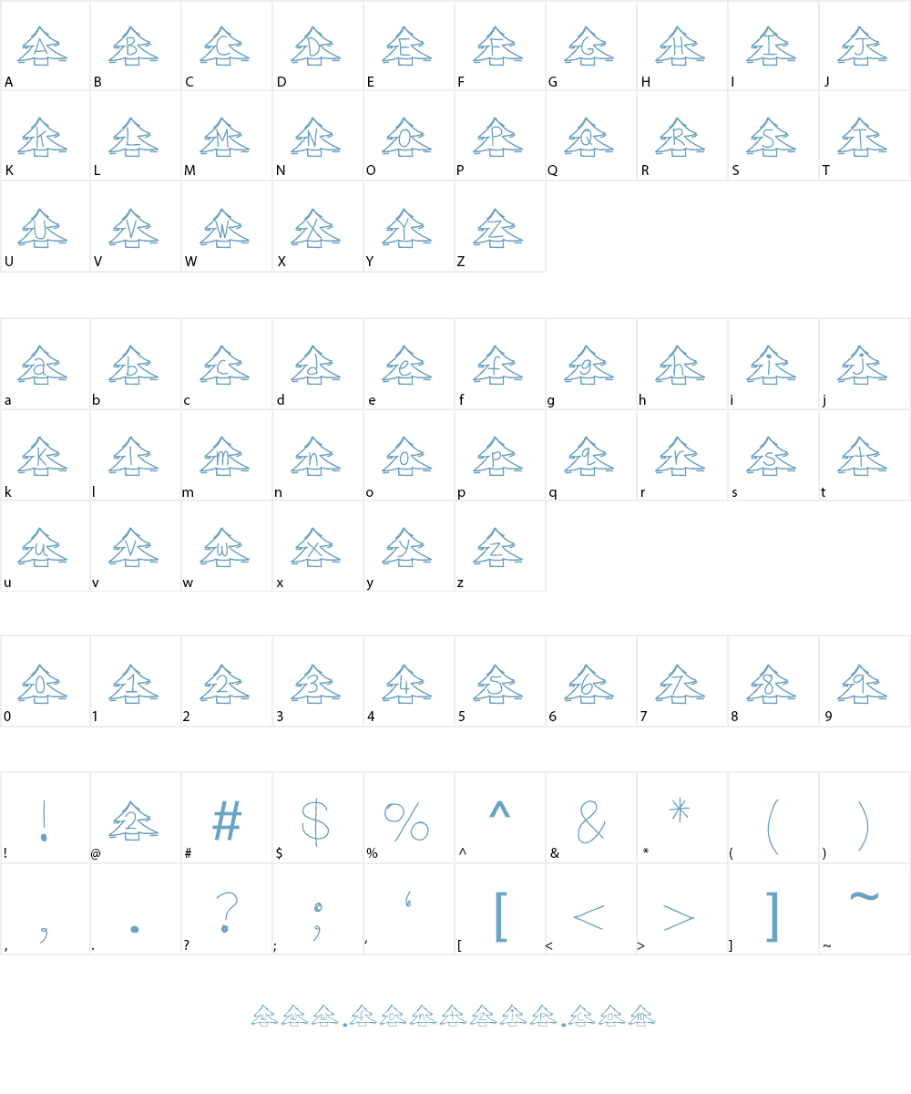 YBChristmasAlphabet Font Character