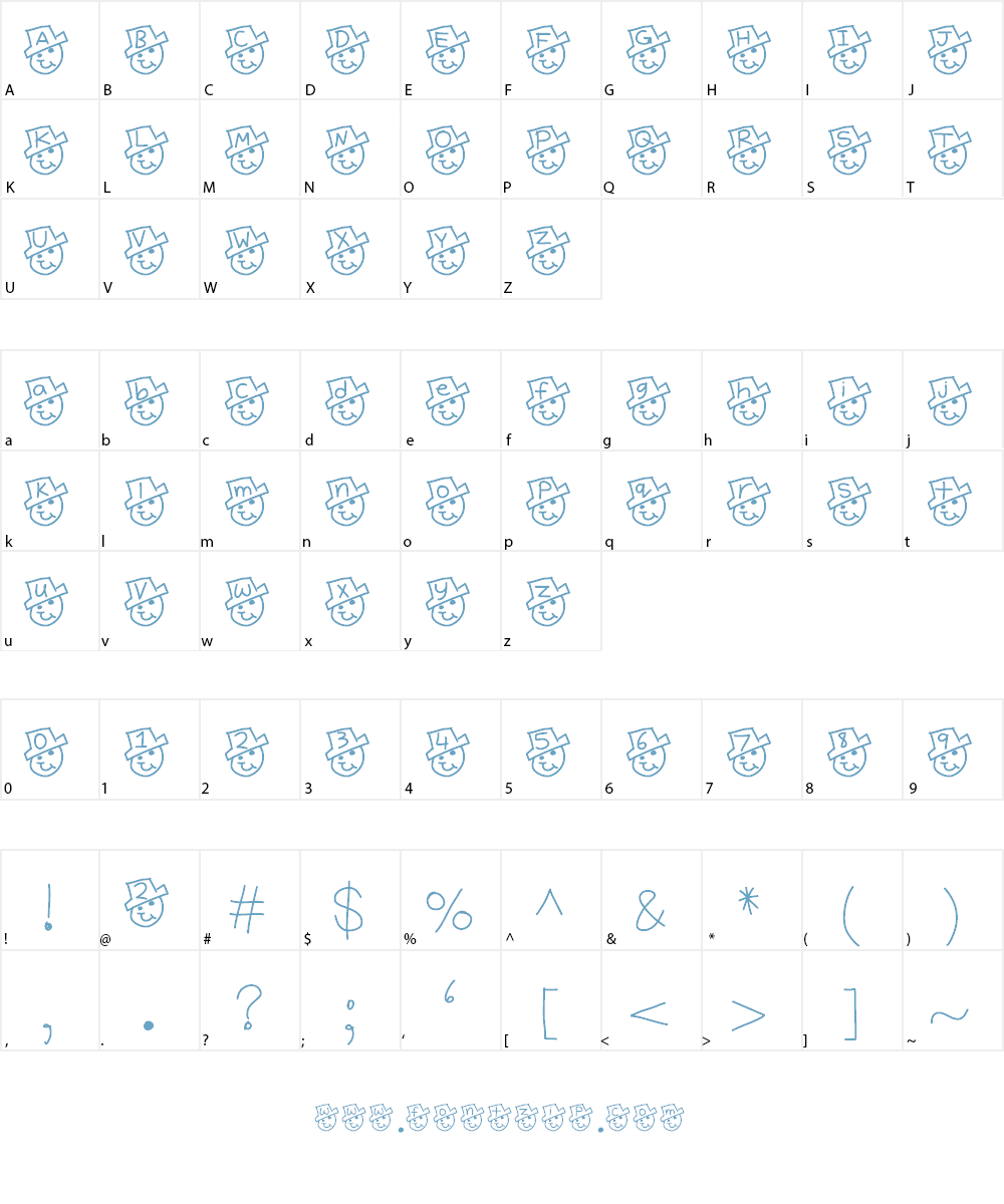 YBFreezinSeason Font Character