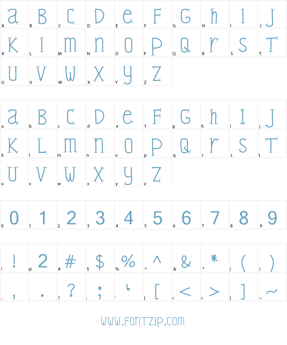 YBSticksAndStones Font Character