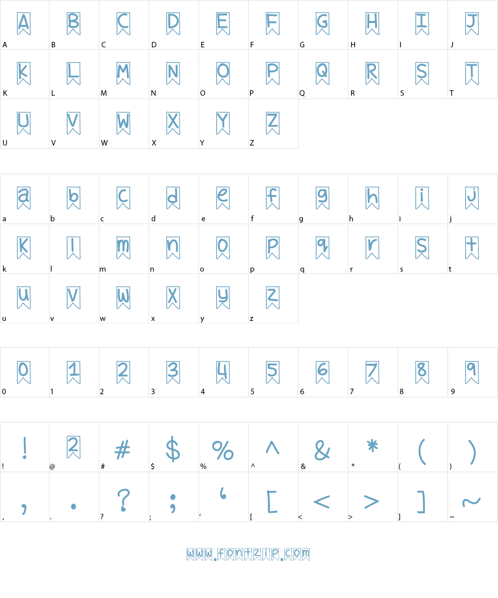 YBWhimsicalBanners Font Character
