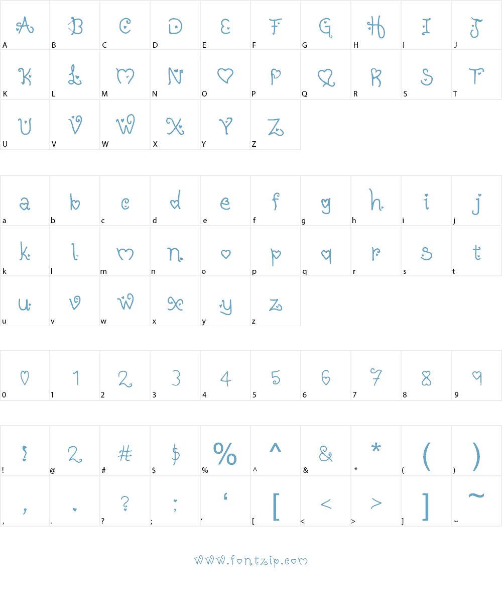 Heartz Font Character