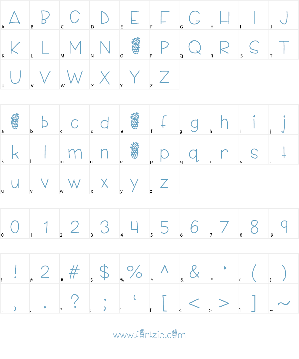 YBPineappleCake Font Character