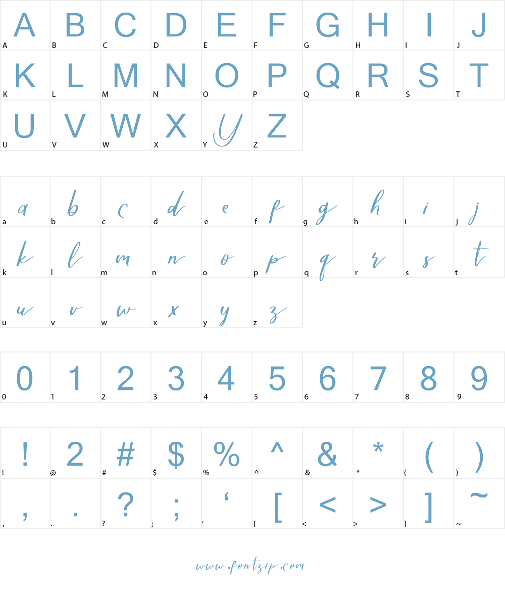 Yellove DEMO Font Character