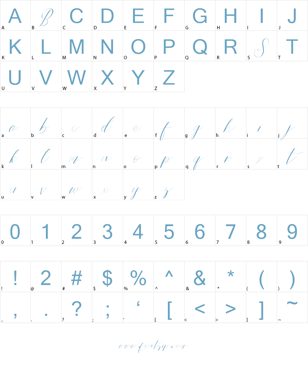 Bride Style DEMO Font Character