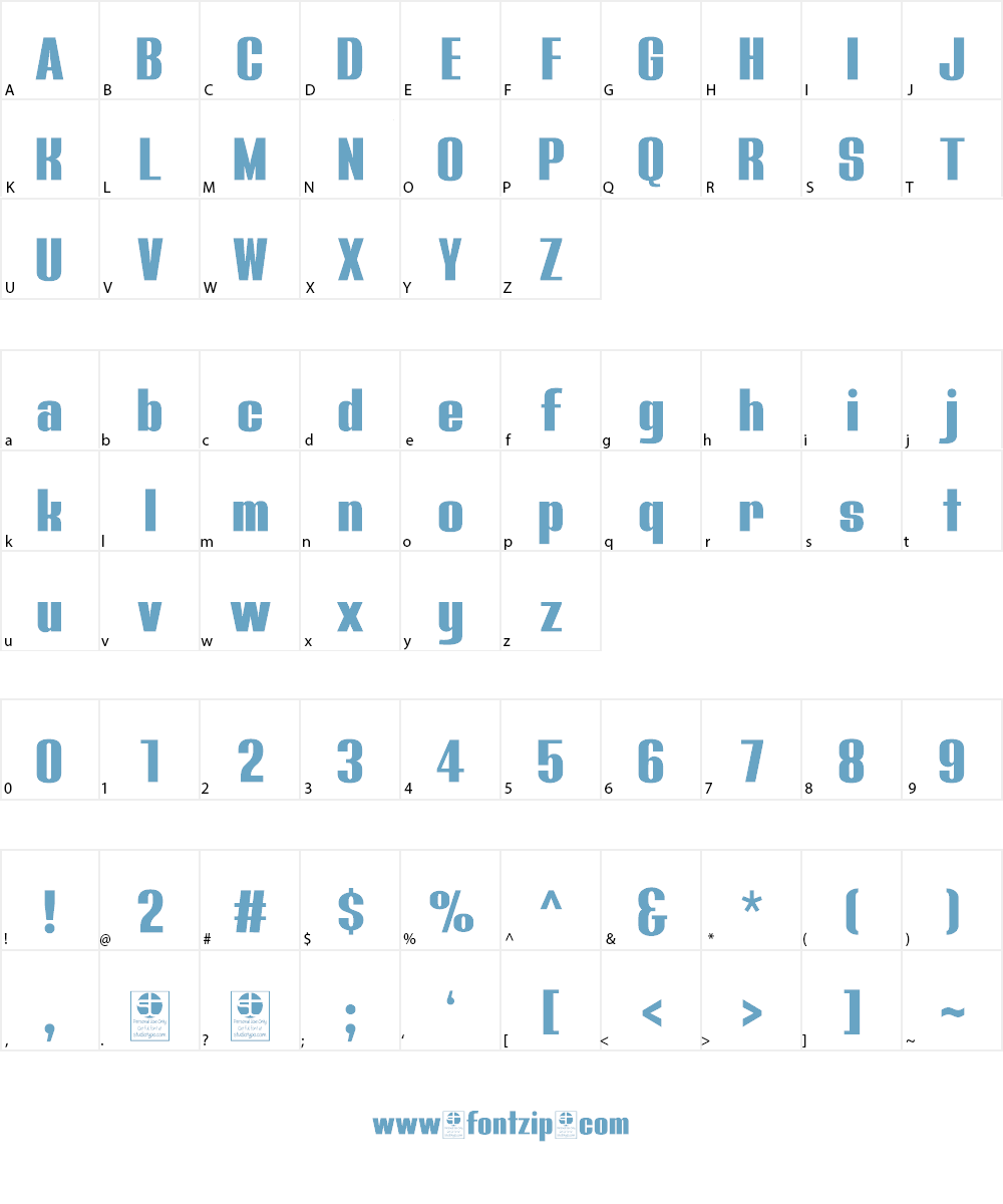 Bluefish Demo Font Character