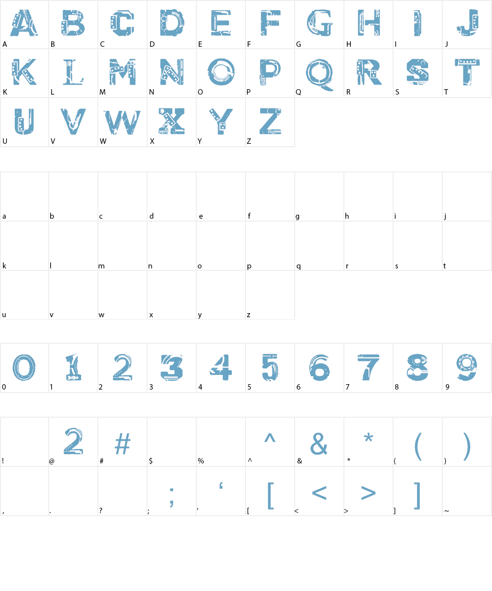 CF Cyborg PERSONAL USE Font Character