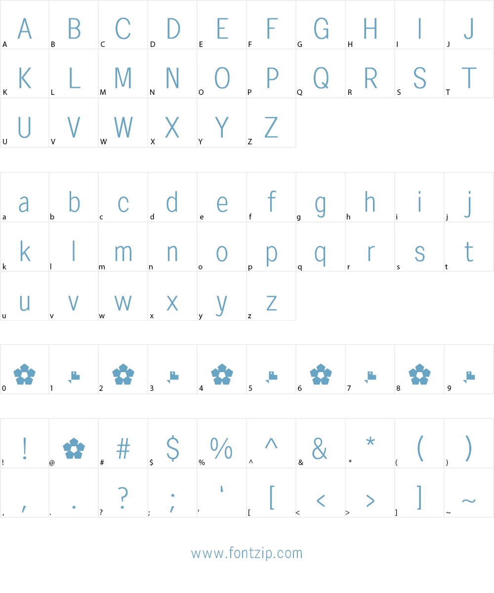 Pentay Sans Reg Font Character