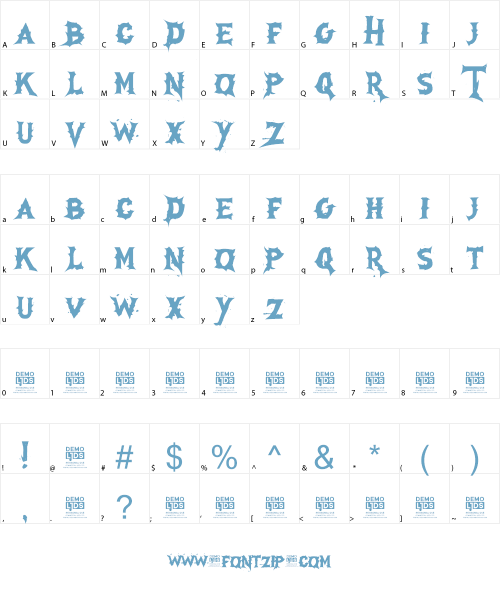 Devastation DEMO Font Character