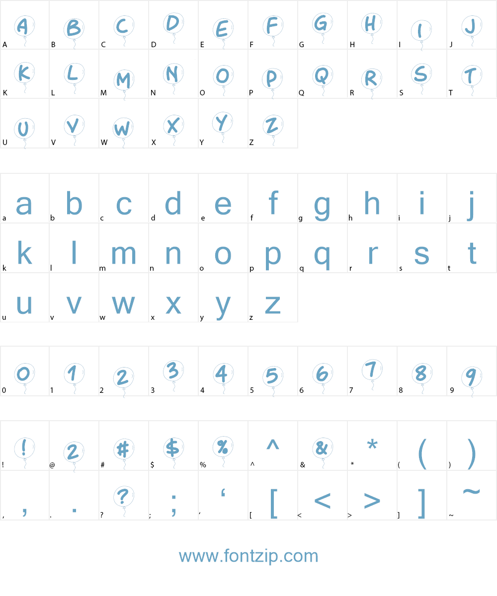 PWBalloon Font Character