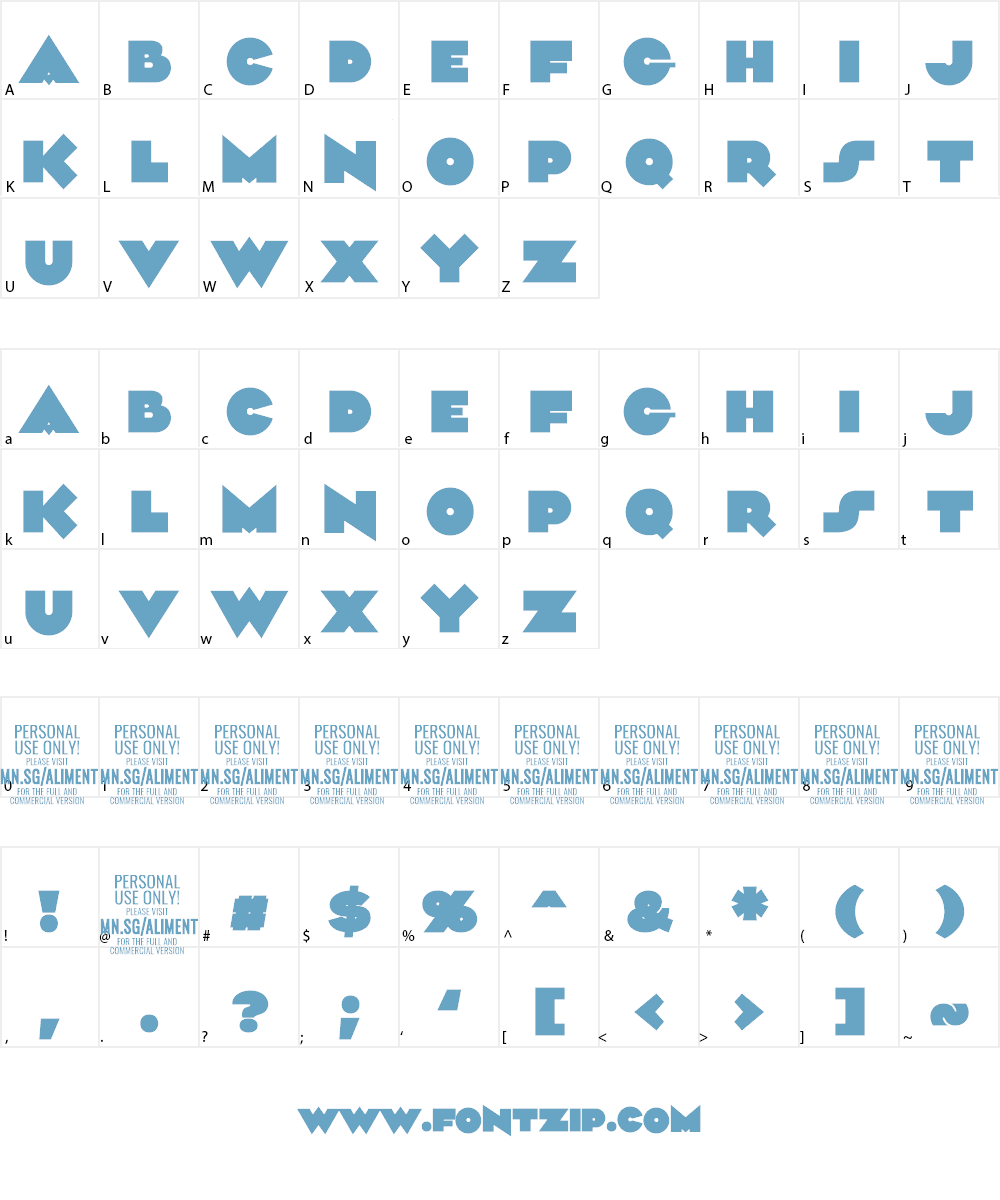 Aliment PERSONAL USE Font Character