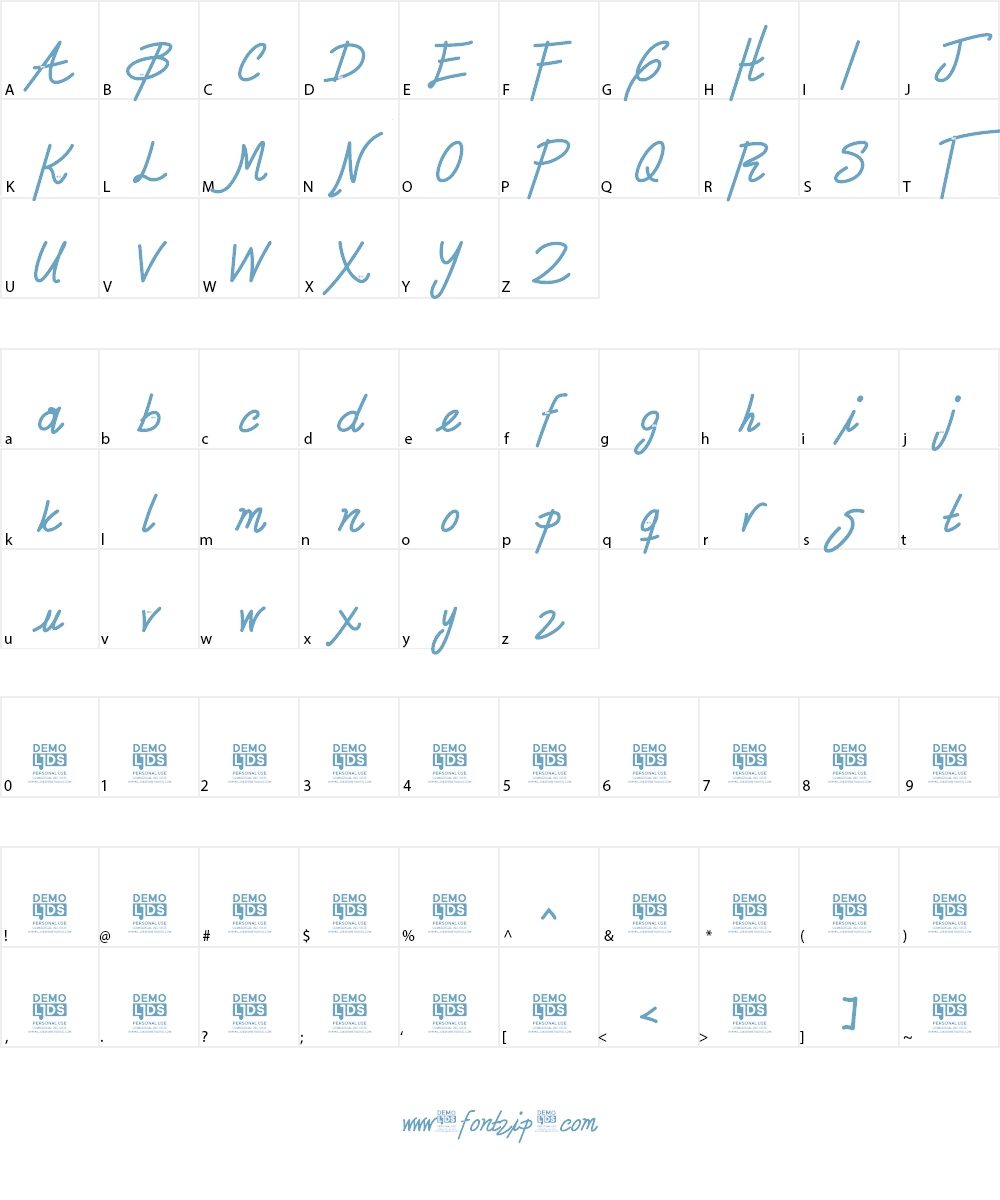 Zule DEMO Font Character