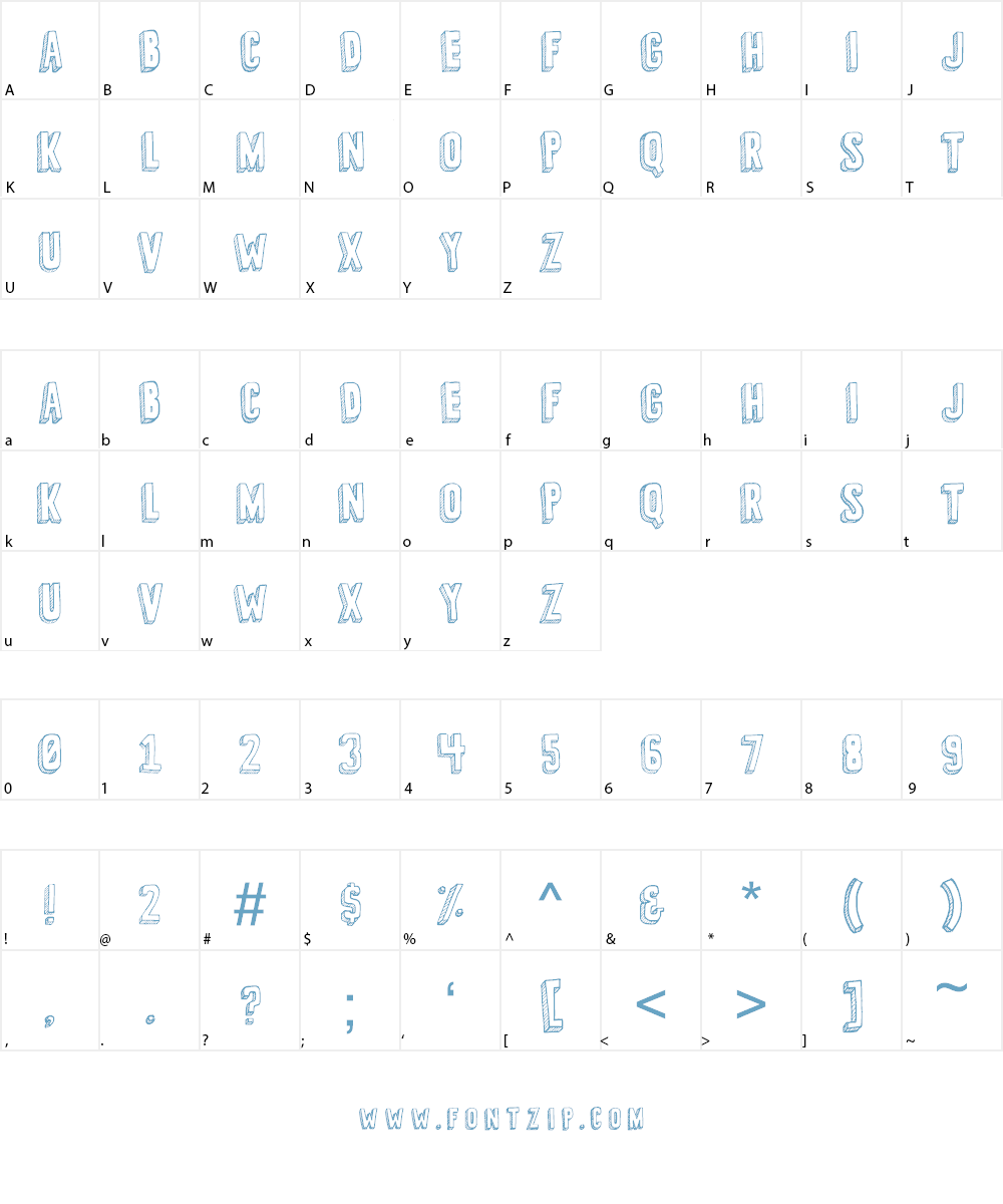 3-D Sketch Font Character