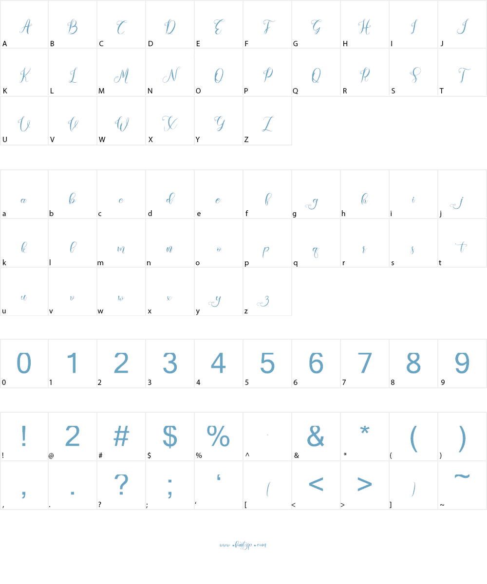 Wellington Regular Font Character