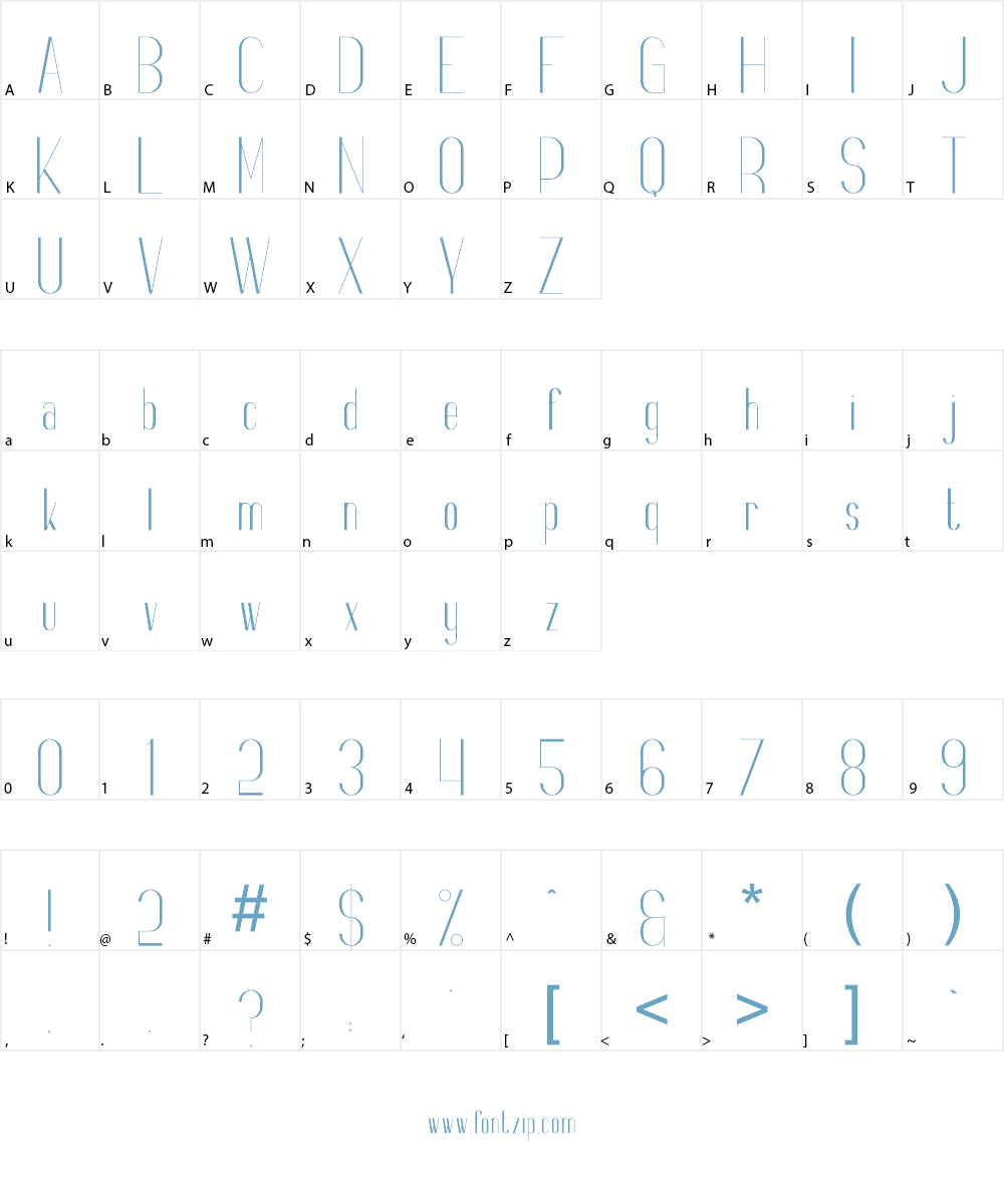 Fancy Light Font Character